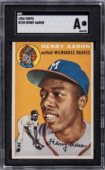 1954 Topps #128 Hank Aaron Rookie Card – SGC Authentic